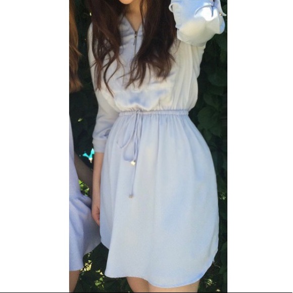 NWOT Dynamite Light Blue Shirt Dress with Zip - Picture 2 of 7